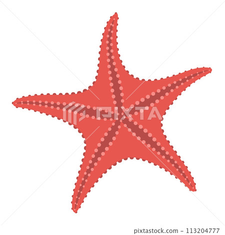 Red Starfish flat icon. Sea animal cartoon style. Echinoderm. Underwater world Red Starfish flat icon. Sea animal cartoon style. Echinoderm. Underwater world 113204777