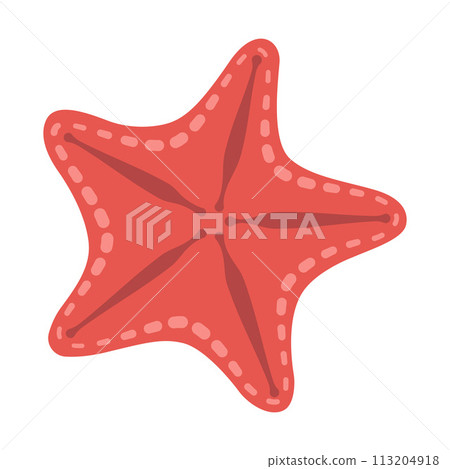 Red Starfish flat icon. Bat star Sea animal cartoon style. Echinoderm. Underwater world Red Starfish flat icon. Bat star Sea animal cartoon style. Echinoderm. Underwater world 113204918