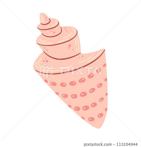 Seashell Hand drawn. Cartoon style flat illustration seashell isolated on white background. Seashell Hand drawn. Cartoon style flat illustration seashell isolated on white background. 113204944