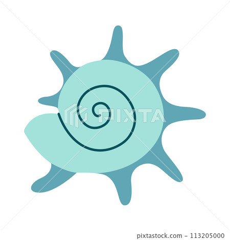 Yoka Star Turban Seashell Hand drawn. Cartoon style flat illustration isolated on white background. 113205000