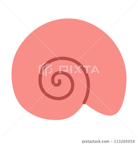 Seashell Hand drawn. Cartoon style flat illustration seashell isolated on white background. 113205058