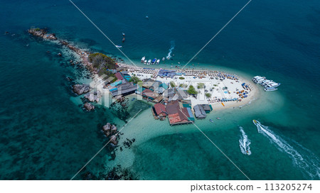 Arerial view Koh Khai Nok, Khai Nok island is one of the most famous island in Thailand, Crystal clear water and white sand beach can attract many tourists, Phuket, Thailand. 113205274