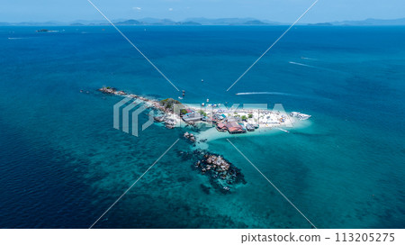 Arerial view Koh Khai Nok, Khai Nok island is one of the most famous island in Thailand, Crystal clear water and white sand beach can attract many tourists, Phuket, Thailand. 113205275