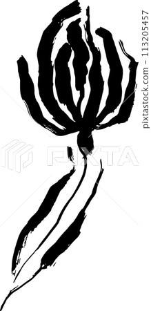 Dry Bruch Grunge Poppy Flower Silhouette Dry Bruch Grunge Poppy Flower Silhouette 113205457