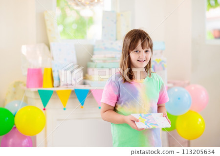Child birthday party cake. Family with kids. Child birthday party cake. Family with kids. 113205634