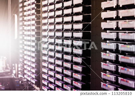 data storage towers filled with hard disks data storage towers filled with hard disks 113205810