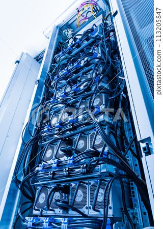 Shot of datacenter with server racks 113205847