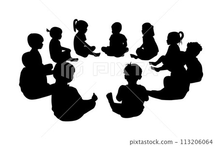 family, silhouette, vector 113206064