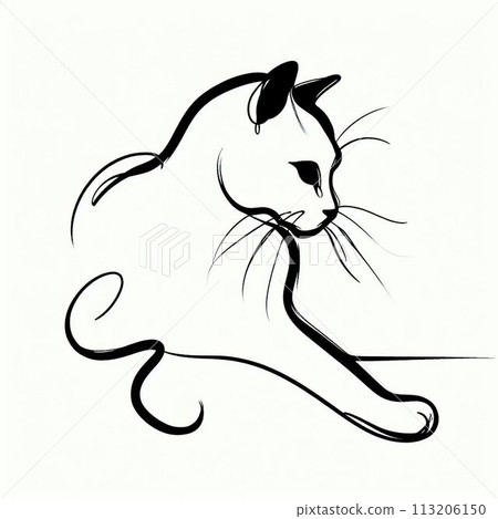 [線條畫]塗鴉風格的貓插畫 113206150