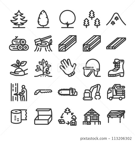 Forestry civil engineering forest resources icon set 113206302
