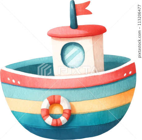 Colorful Illustrated Children's Toy Boat Colorful Illustrated Children's Toy Boat 113206477