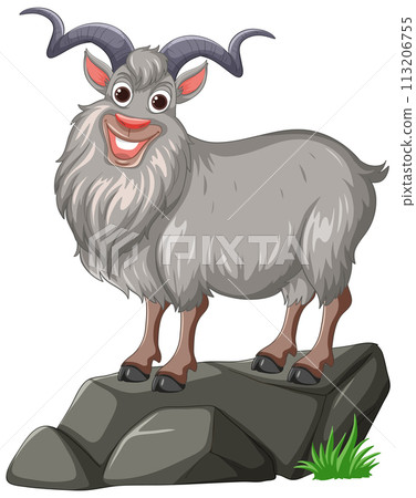 Cheerful Goat on a Rocky Outcrop 113206755