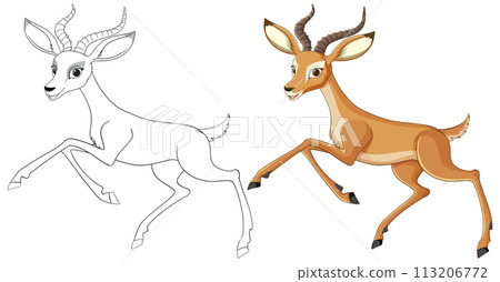 Graceful Gazelles in Motion Illustration Graceful Gazelles in Motion Illustration 113206772