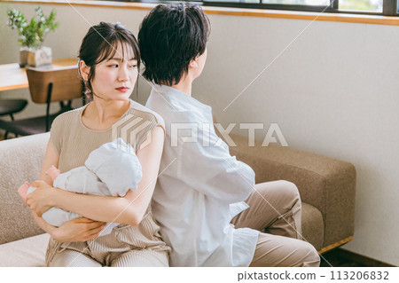 Couples fighting over raising a baby Couples fighting over raising a baby 113206832