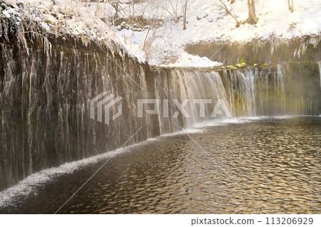 隆冬的白絲瀑布(輕井澤町) 隆冬的白絲瀑布(輕井澤町) 113206929