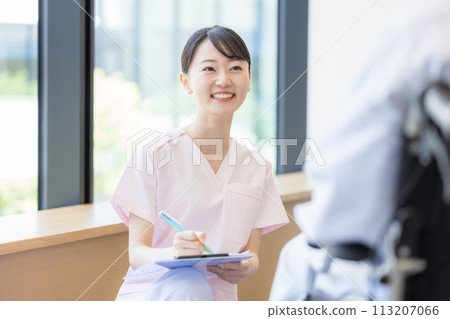 Medical: Nurse talking to patient, filmed with the cooperation of "LINK FOREST" 113207066