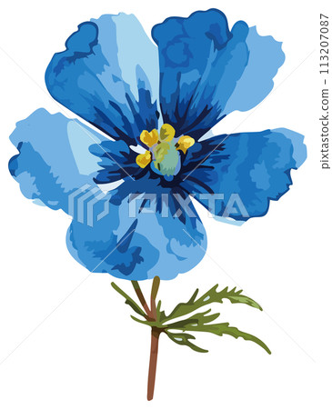 Hand-drawn blue flower illustration 113207087
