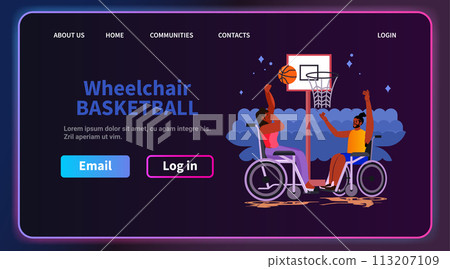 disabled african american man woman couple in wheelchairs play basketball people with disabilities physical activity rehabilitation concept 113207109