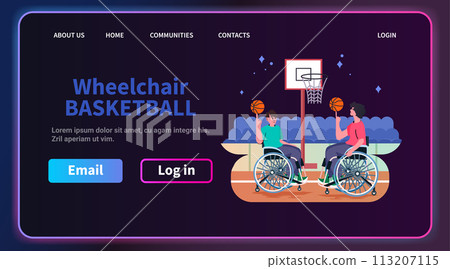 disabled men couple in wheelchairs play basketball people with disabilities physical activity rehabilitation concept 113207115