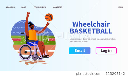 disabled african american man in wheelchair play basketball people with disabilities physical activity rehabilitation concept 113207142