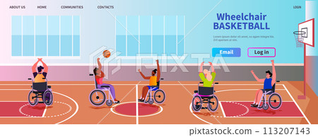 disabled mix race men women in wheelchairs play basketball people with disabilities physical activity rehabilitation concept 113207143
