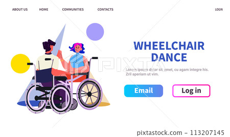 disabled man woman couple in wheelchairs dancing society and community of persons with disabilities concept disabled man woman couple in wheelchairs dancing society and community of persons with disabilities concept 113207145