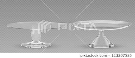 3d glass cake table tray stand for dessert vector 113207525