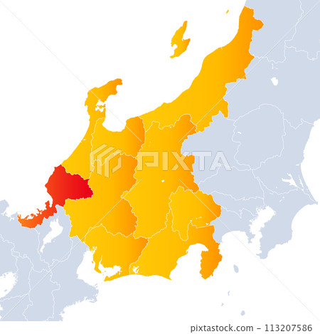 Map of Fukui Prefecture and Chubu Region 113207586