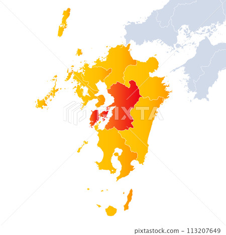 Kumamoto Prefecture Map and Kyushu Region 113207649