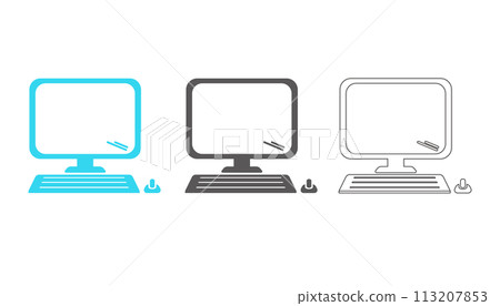 可愛的圓形計算機圖標 113207853