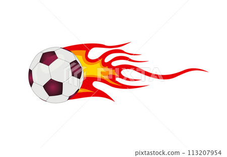 soccer ball with flames vector 113207954