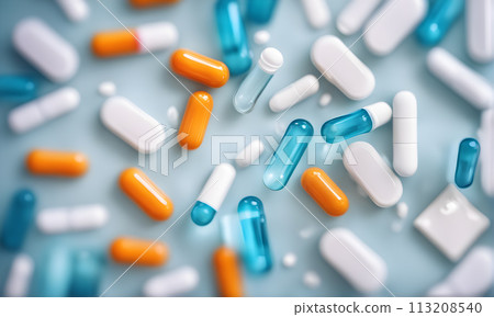 Abstract blur backdrop of medicine-related items 113208540