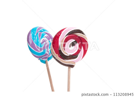 colorful sweet candy lollipop isolated on the white colorful sweet candy lollipop isolated on the white 113208945