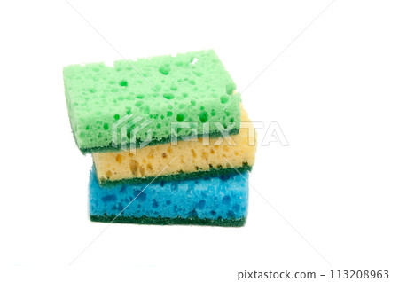 Kitchen sponge for dish isolated on the white Kitchen sponge for dish isolated on the white 113208963