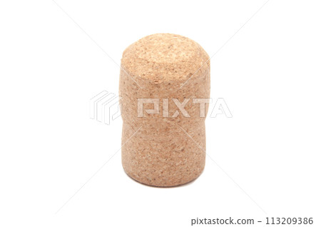 Wine cork isolated on the white 113209386