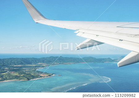 Airplane taking off from Ishigaki Island 113209982