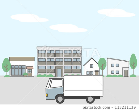 Truck driving through the city 113211139