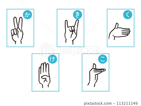 Japanese expressions using sign language fingers Japanese expressions using sign language fingers 113211149