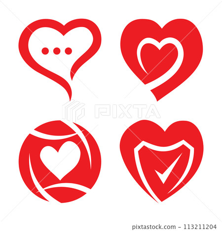 Red Heart Icon Set: Vector Icons for Love and Romance 113211204