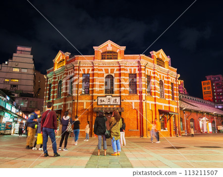 Taipei, public market during the Japanese colonial era, Ximen Red House at night 113211507