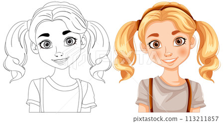Cheerful Girl Vector Illustration Cheerful Girl Vector Illustration 113211857