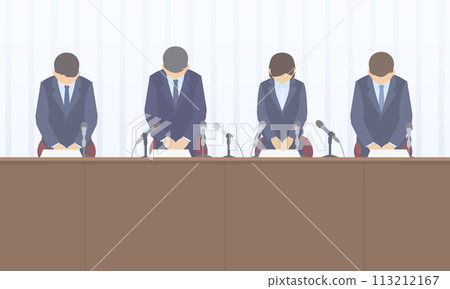 Illustration of an apology press conference 113212167