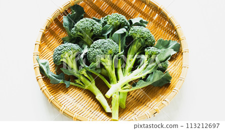 Broccoli sticks in a colander Broccoli sticks in a colander 113212697