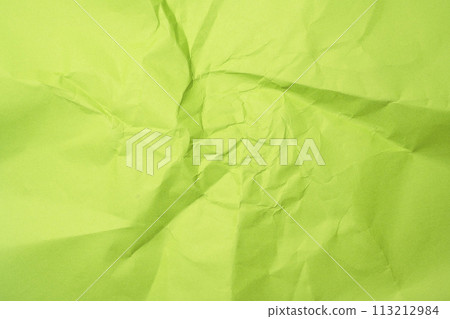 Close up neon green color crumpled paper background. 113212984