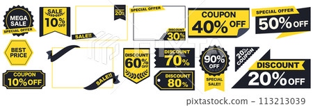 Yellow and black price cut advertising template material collection 113213039