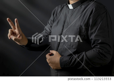 Portrait of a pastor delivering a sermon Portrait of a pastor delivering a sermon 113213553