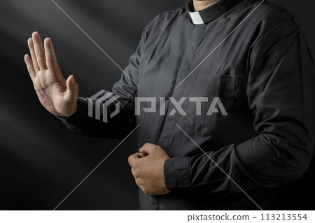 Portrait of a pastor delivering a sermon Portrait of a pastor delivering a sermon 113213554