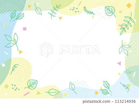 Hand drawn botanical and geometric pattern background 113214036