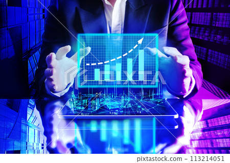 double exposure of businessman 113214051