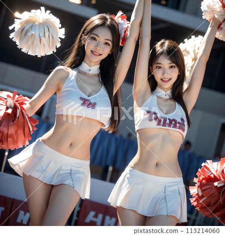 微笑的啦啦隊長，高中女生，女青少年，AI圖像 113214060